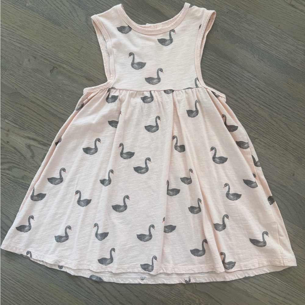 Rylee + Cru Pale Pink Swan Print Tank Dress